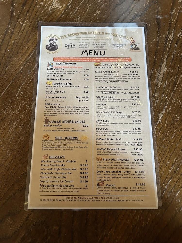 Hillbilly Slim's - Your Backwoods Eatery & Hoedown Hall Menu image 3